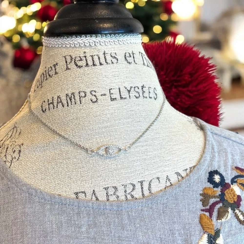Sparkling Evil Eye Necklace 17.5” Protects you or loved ones from harm